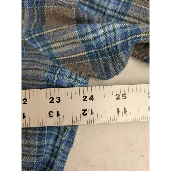 Mens Claybrooke Outdoors Long Sleeve Flannel Blue Plaid Shirt SZ LT Button Down - Picture 3 of 5